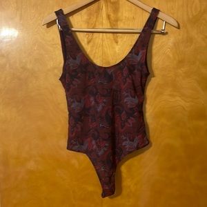 Intimately Free People Body Suit Maroon with paisley floral pattern